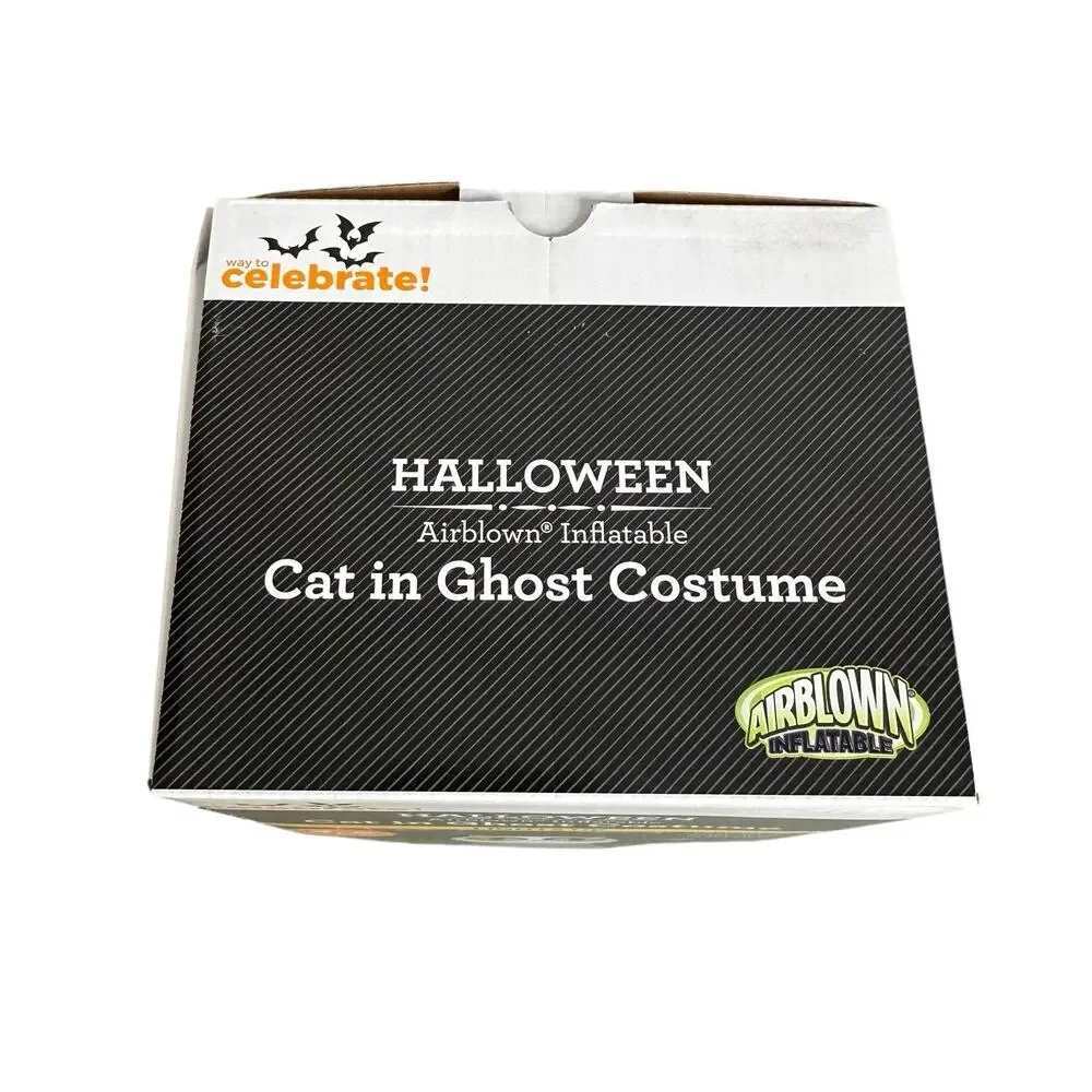 Way to Celebrate Halloween Cat in Ghost Costume Airblown Inflatable New